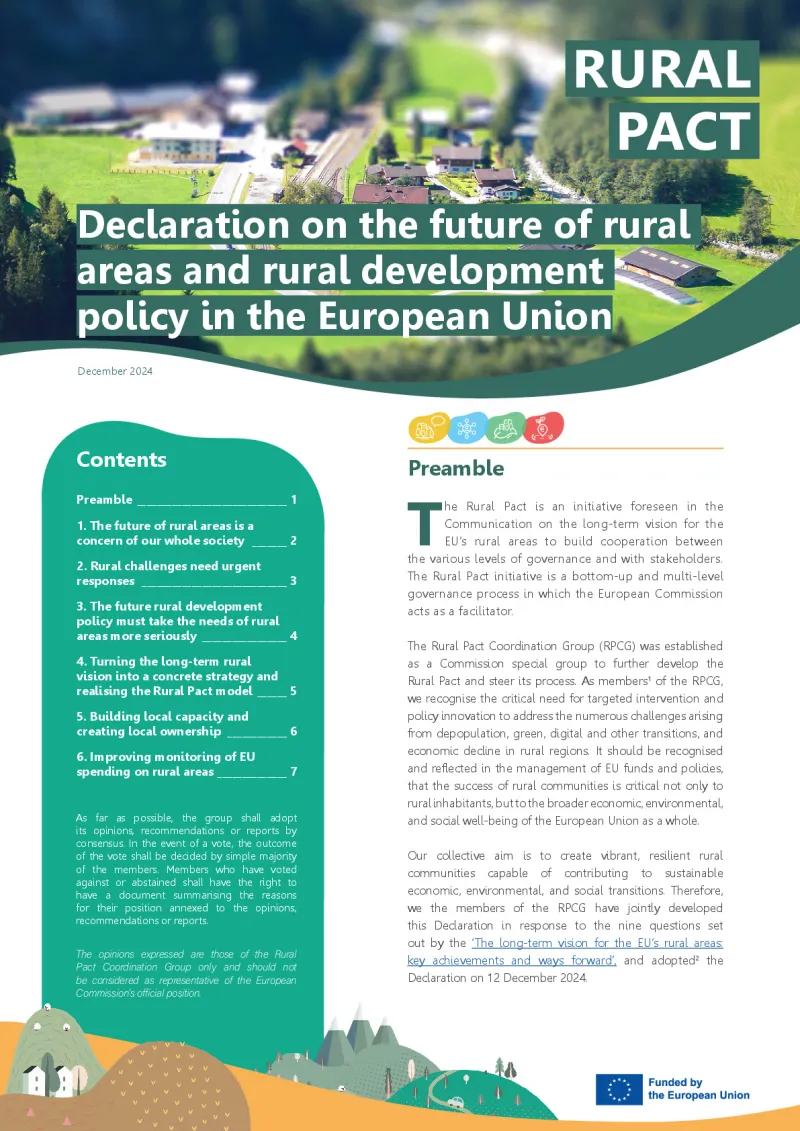 Declaration on the future of rural areas and rural development policy in the European Union