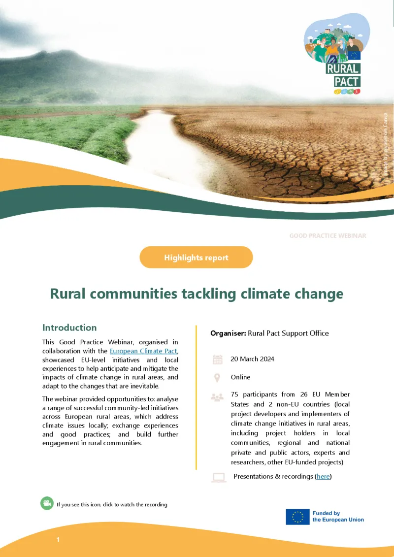 Highlights Report | Good Practice Webinar: 'Rural communities tackling climate change'