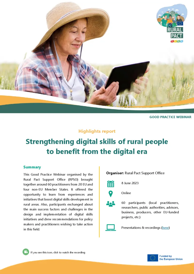 Highlights Report | Good Practice Webinar ‘Strengthening digital skills of rural people to benefit from the digital era’