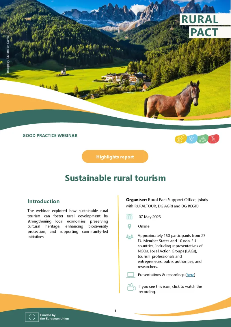 Highlights Report | Good Practice Webinar ‘Sustainable rural tourism'