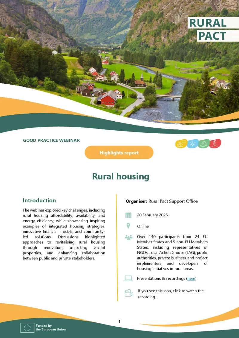 Highlights report | Good Practice Webinar: ‘Rural Housing’