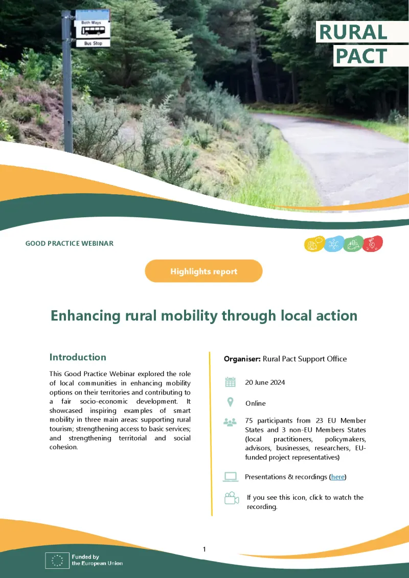 Highlights Report | Good Practice Webinar: 'Enhancing rural mobility through local action'