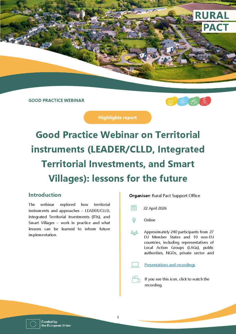 Highlights report | Good Practice Webinar on territorial instruments