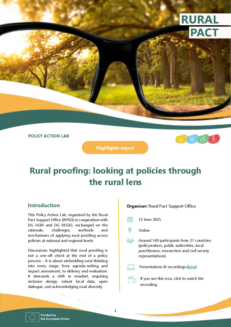 Highlights Report | Policy Lab ‘Rural proofing: looking at policies through the rural lens’
