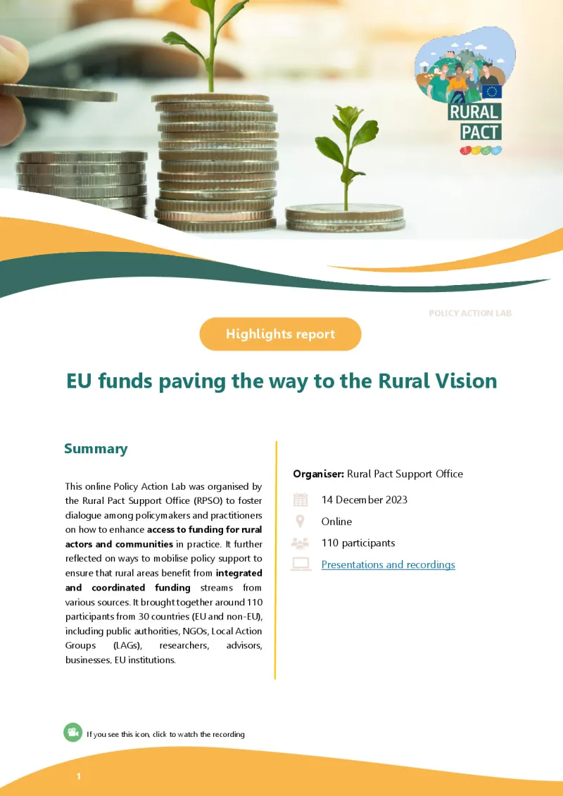 Highlights Report | Policy Lab ‘EU funds paving the way to the rural vision’