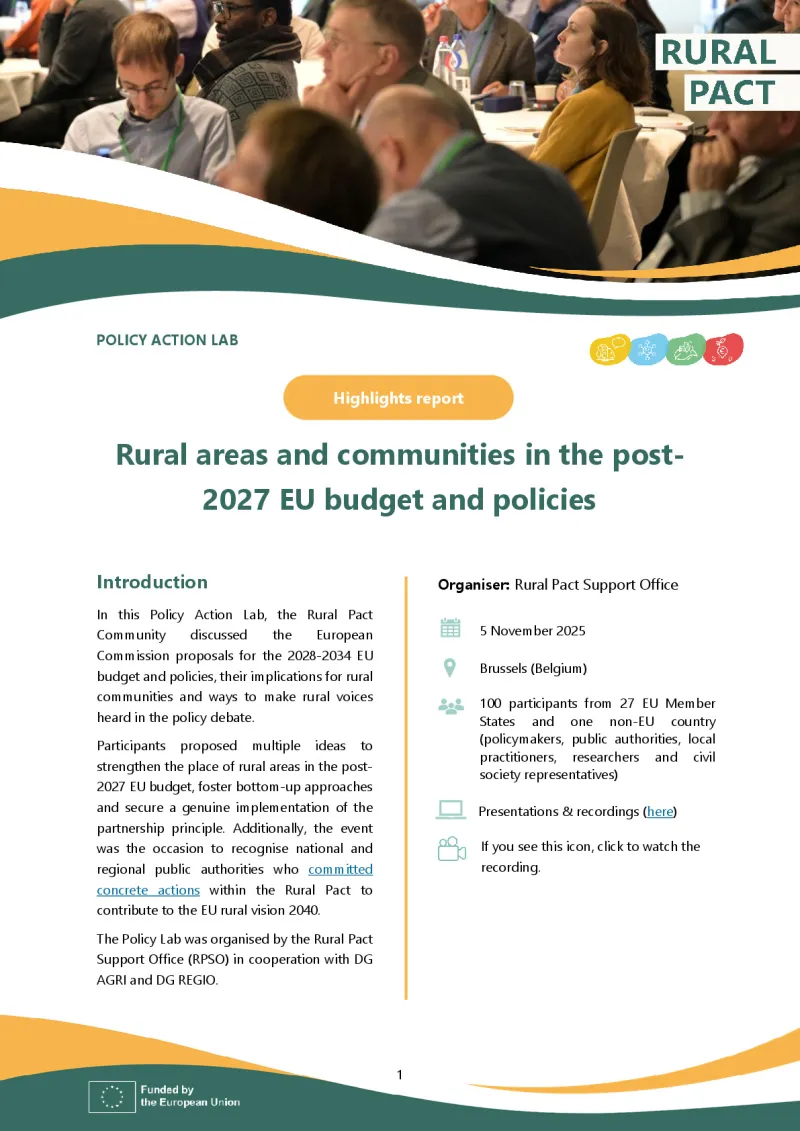 Highlights Report | Policy Action Lab ‘Rural areas and communities in the post-2027 EU budget and policies’