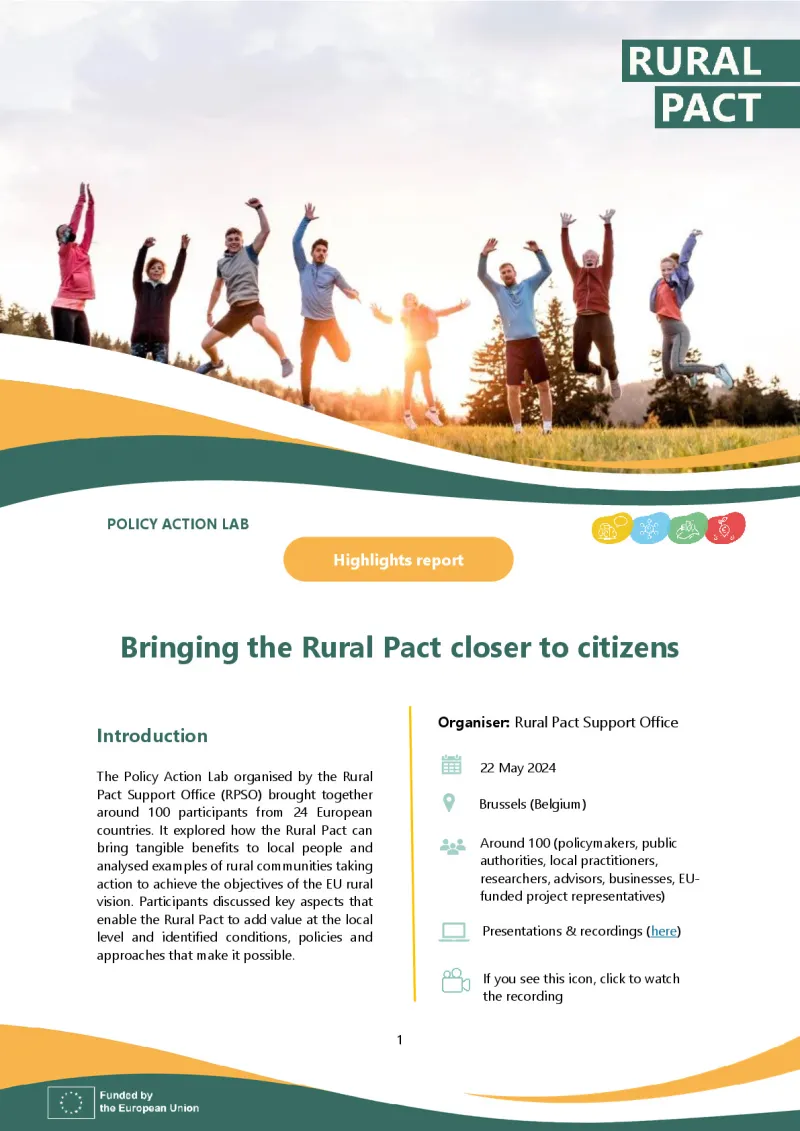 Highlights Report | Policy Action Lab 'Bringing the Rural Pact closer to citizens'