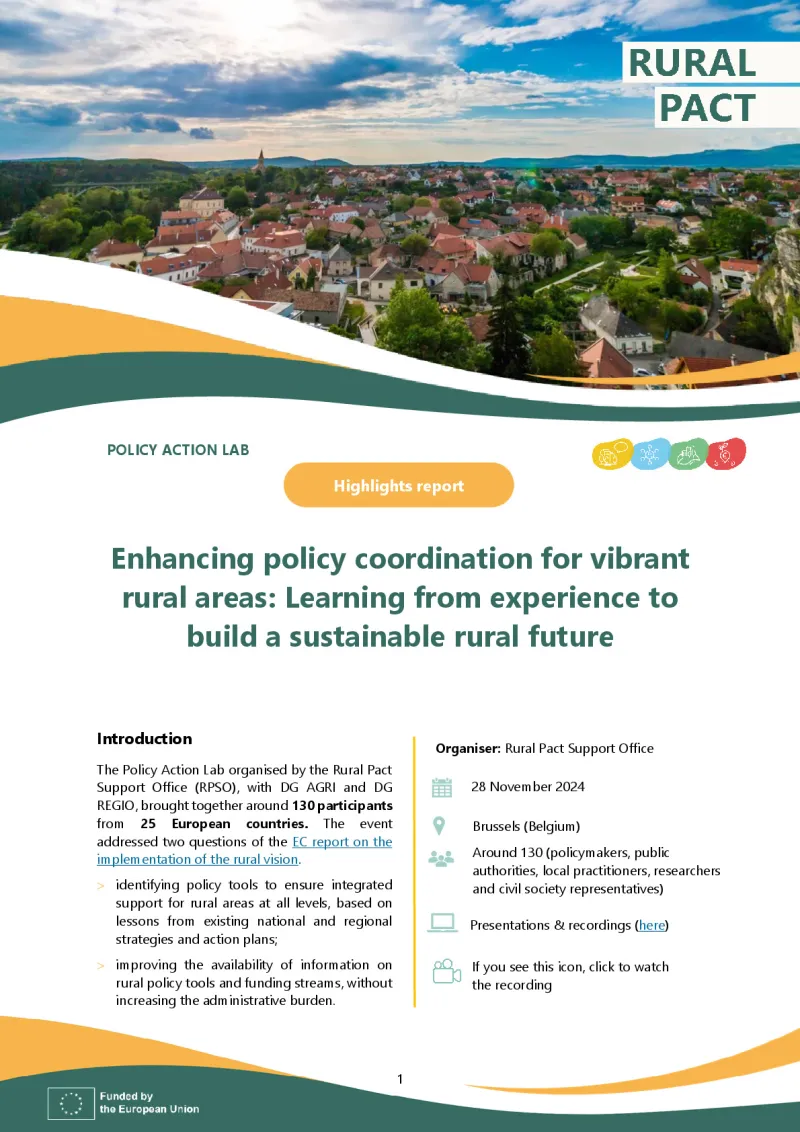 Policy Action Lab ‘Enhancing policy coordination for vibrant rural areas’